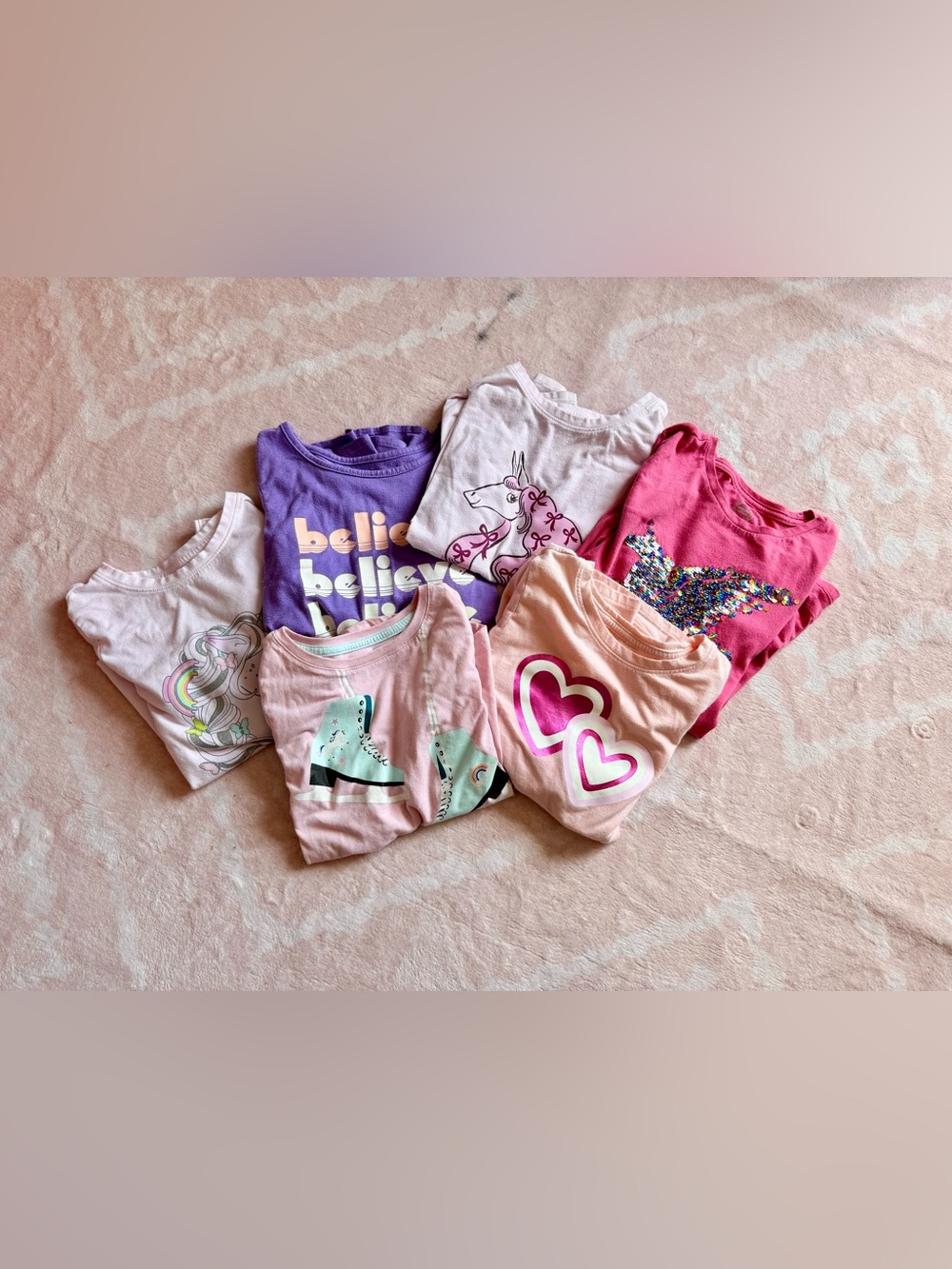 Bundle of 6 Little Girls Long Sleeve Tees size 7/8, 8, & 10/12 (see pictures)